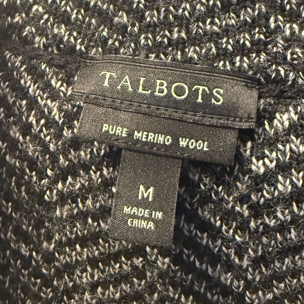 Talbots 100% Merino Wool Knit Blazer Sweater Jacket Herringbone Old Money M - Picture 5 of 7